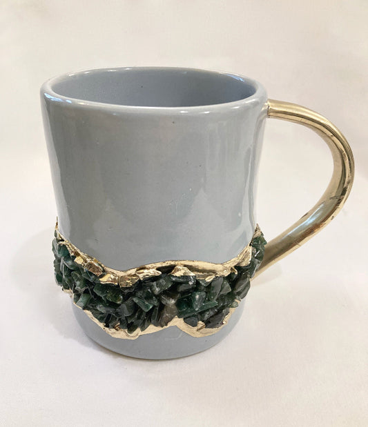 Set of 2 | Agate Crystal Gemstone Ceramic Mug